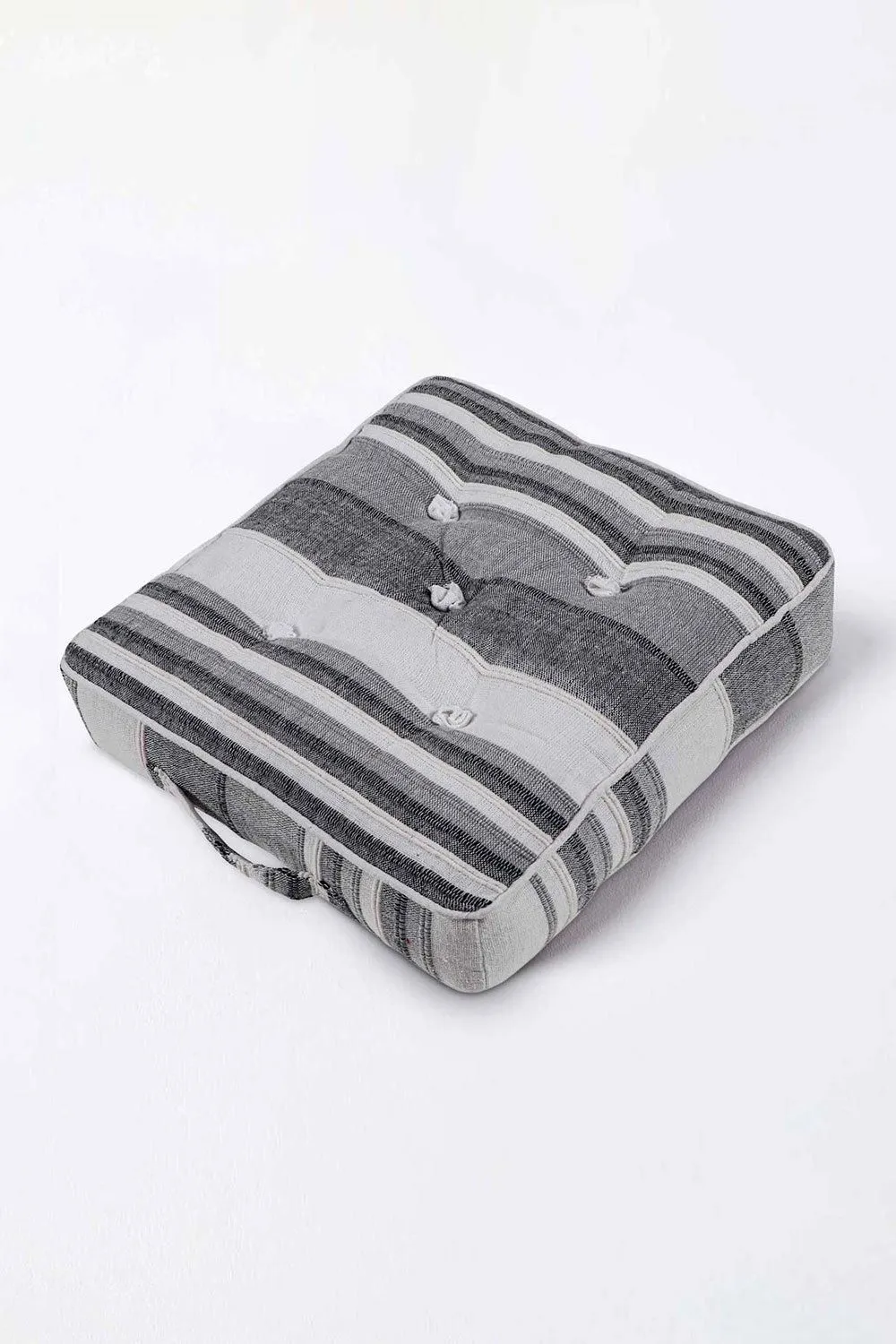 Homescapes Morocco Striped Cotton Floor Cushion in Grey 1