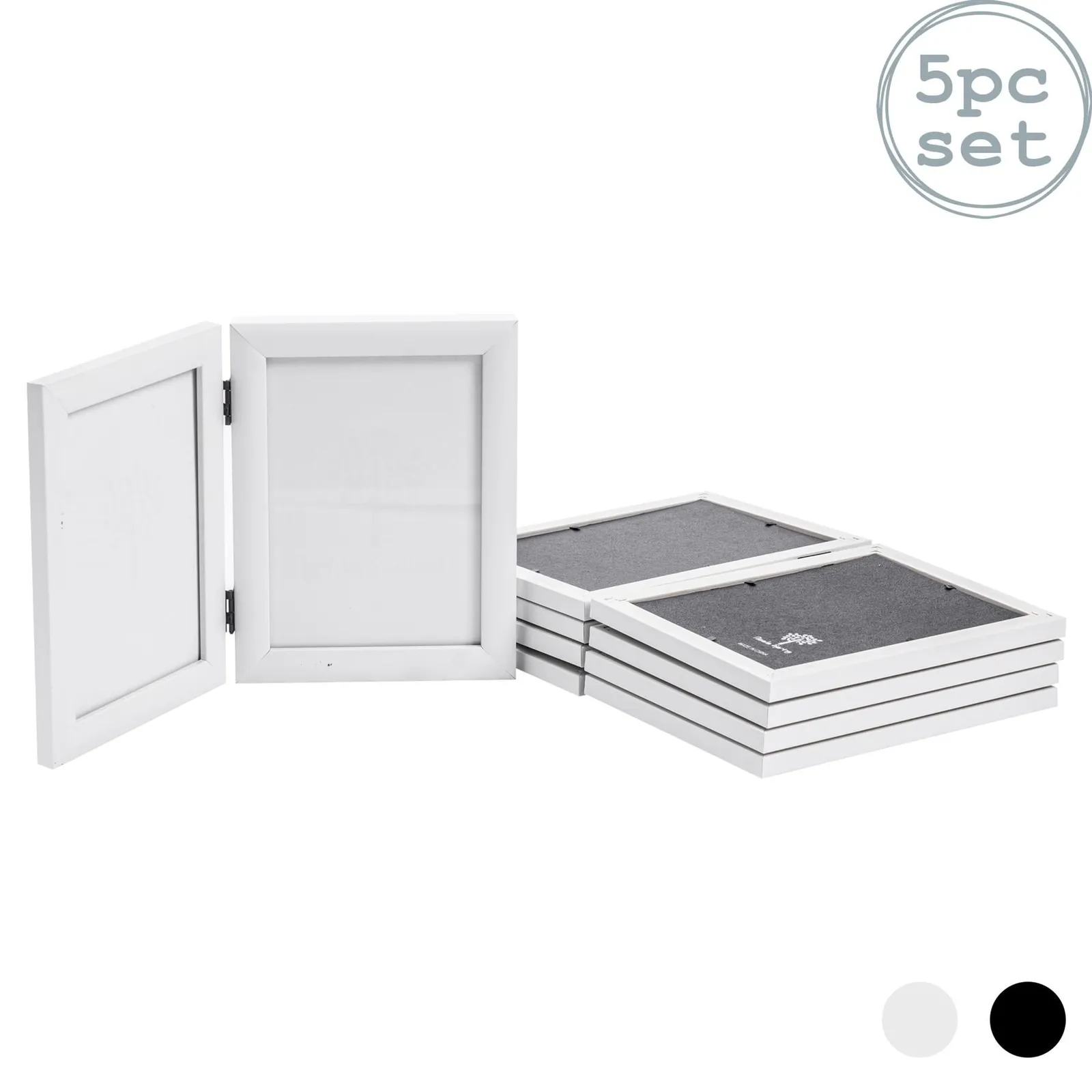 Nicola Spring 5x Folding 2 Photo Frames - 5 x 7" Freestanding Picture Display Frame in White 1
