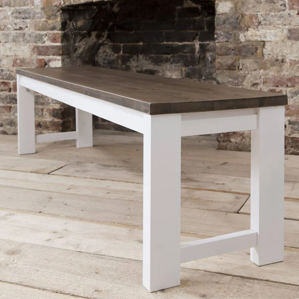 Nöa and Nani Hever Bench in White and Dark Pine