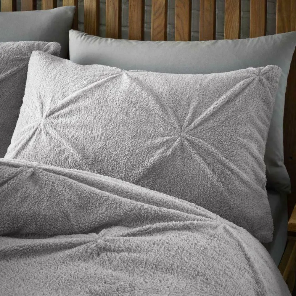 Smart Living Teddy Chiswick Pintuck Duvet Cover & Pillowcase Set in Grey 3