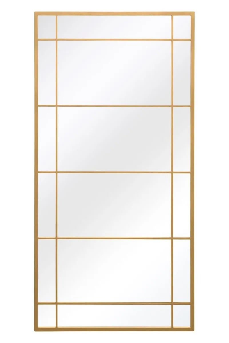 MirrorOutlet Gold Metal Framed Window Wall or Leaner Garden Mirror (180CM X 90CM) 3