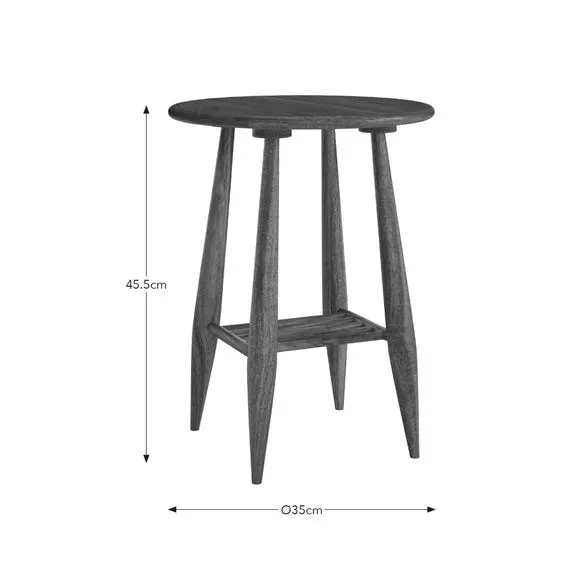 Haider Side Table with Shelf, Acacia Wood 6