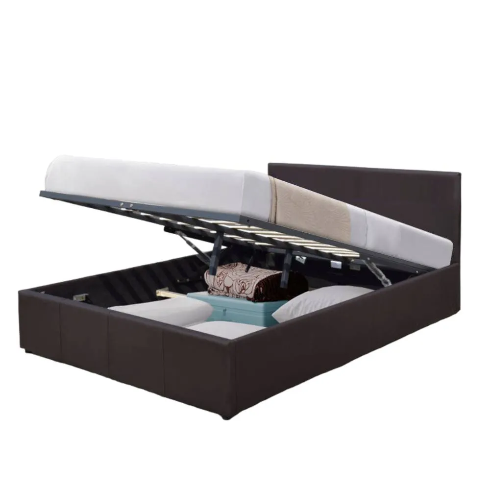 Comfy Living Ltd Faux Leather Storage Ottoman Bedframe in Dark Brown 2