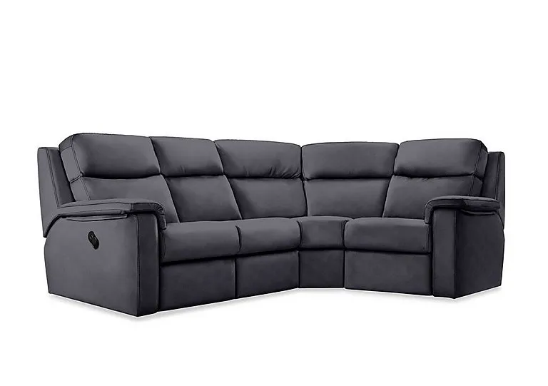 Thornbury Leather Manual Recliner Left Hand Facing Corner Sofa - Cambridge Petrol Blue