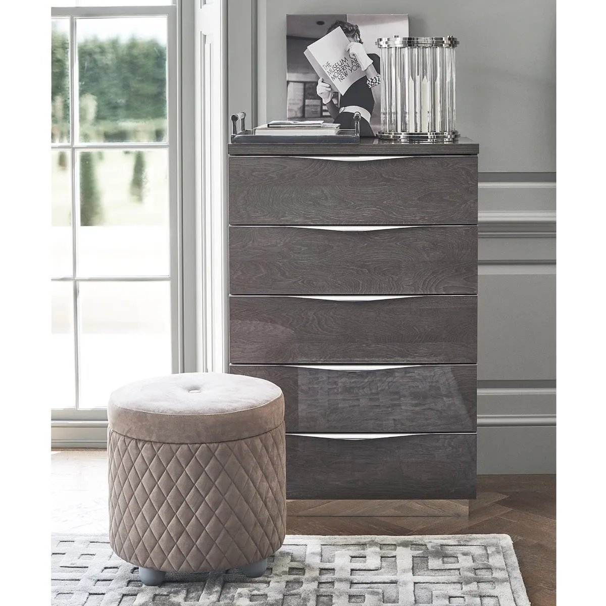 Lutyen Stool Pouf Rombi, Neutral Fabric | Barker & Stonehouse 2