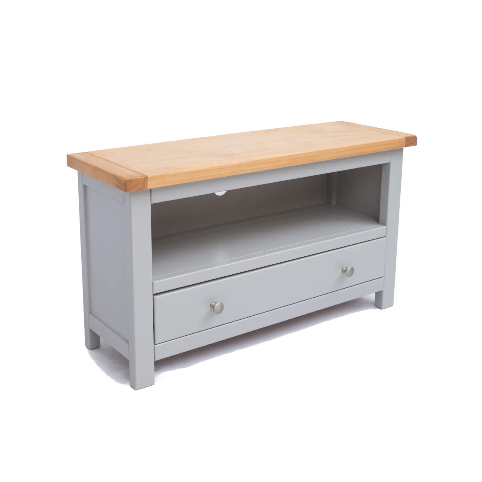 Cabinet Bits Argenta Light Grey 1 Drawer TV Cabinet Chrome Knob 3
