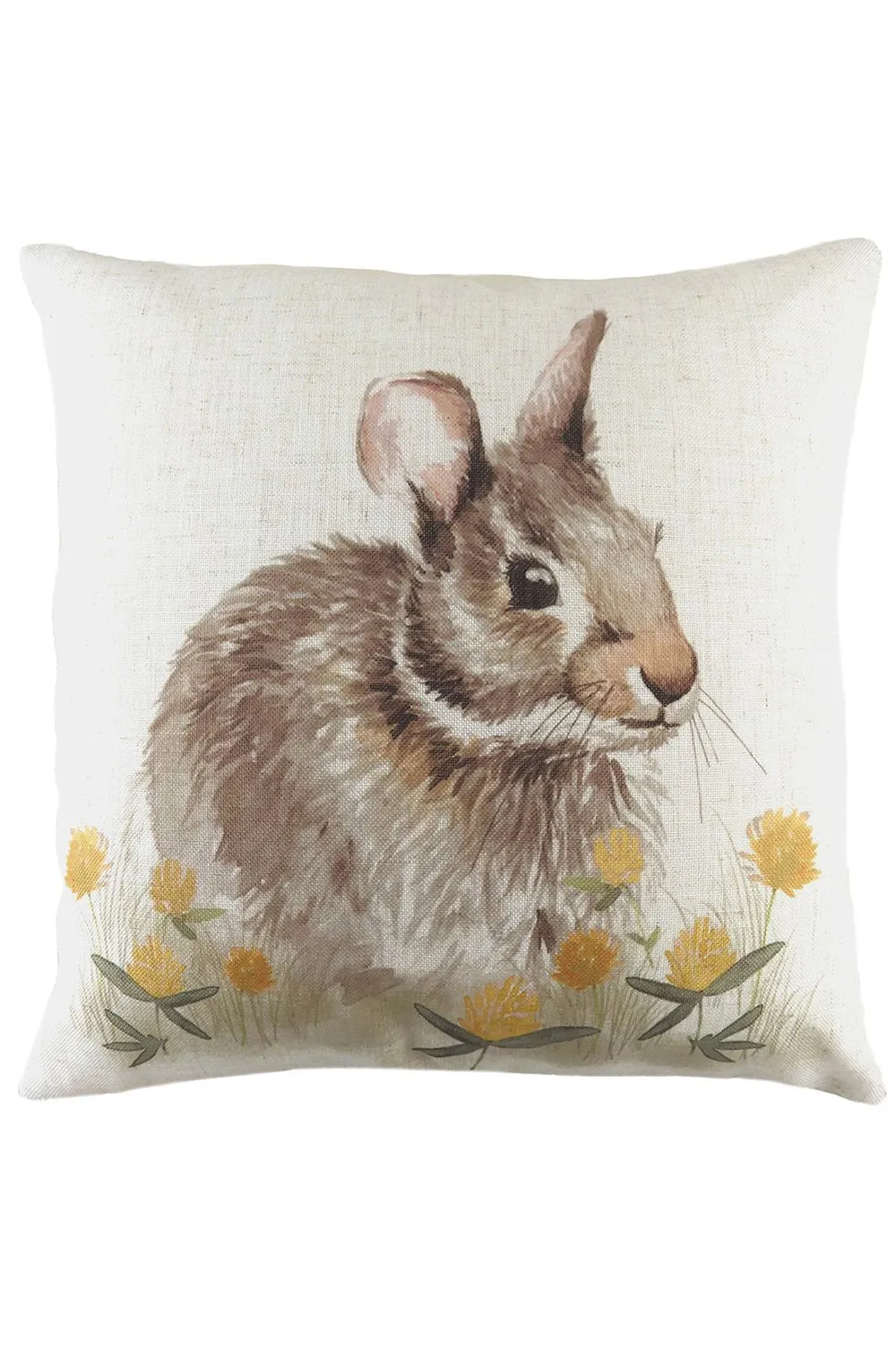 Evans Lichfield Woodland Hare Watercolour Hand-Painted Cushion in White