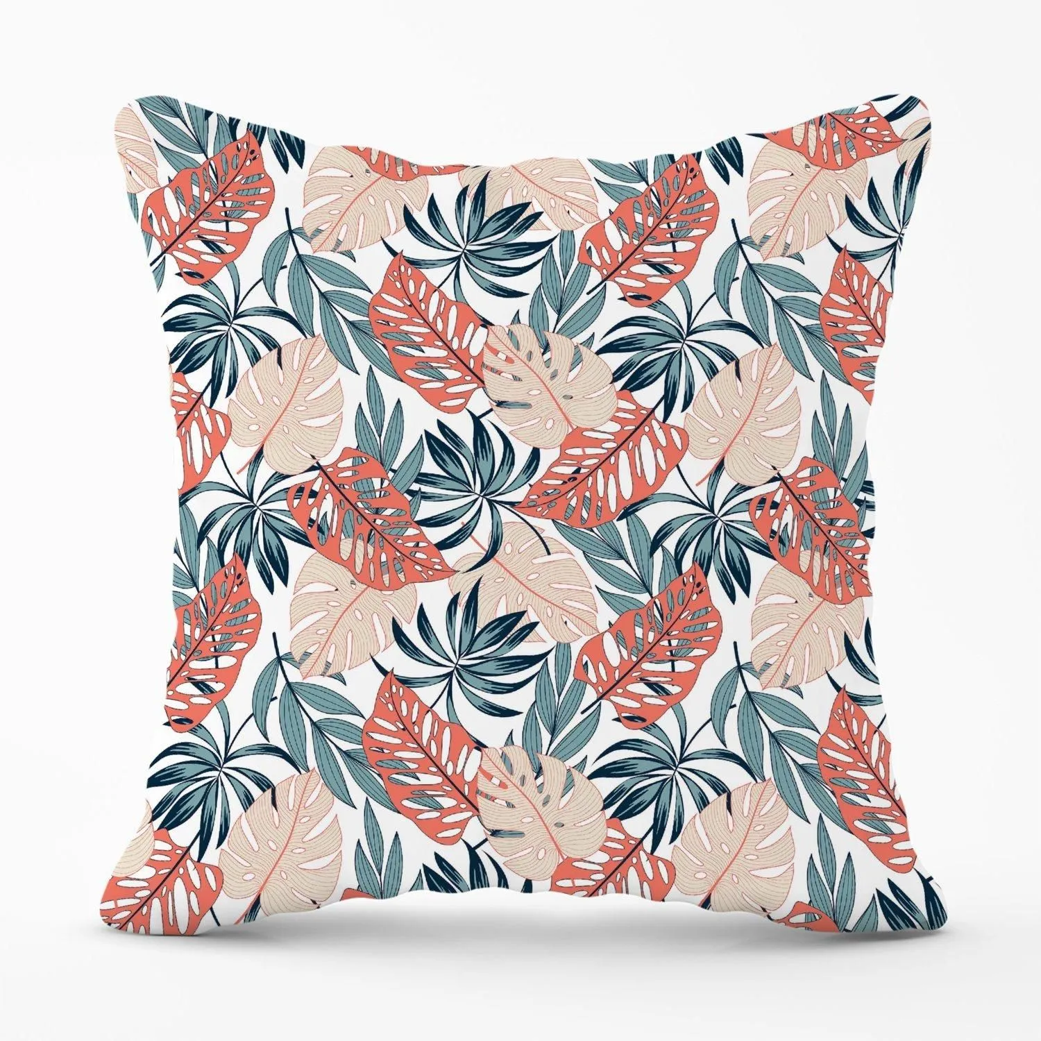 Warren Reed - Designer Tropical Leaf Pattern Outdoor Cushion in Green