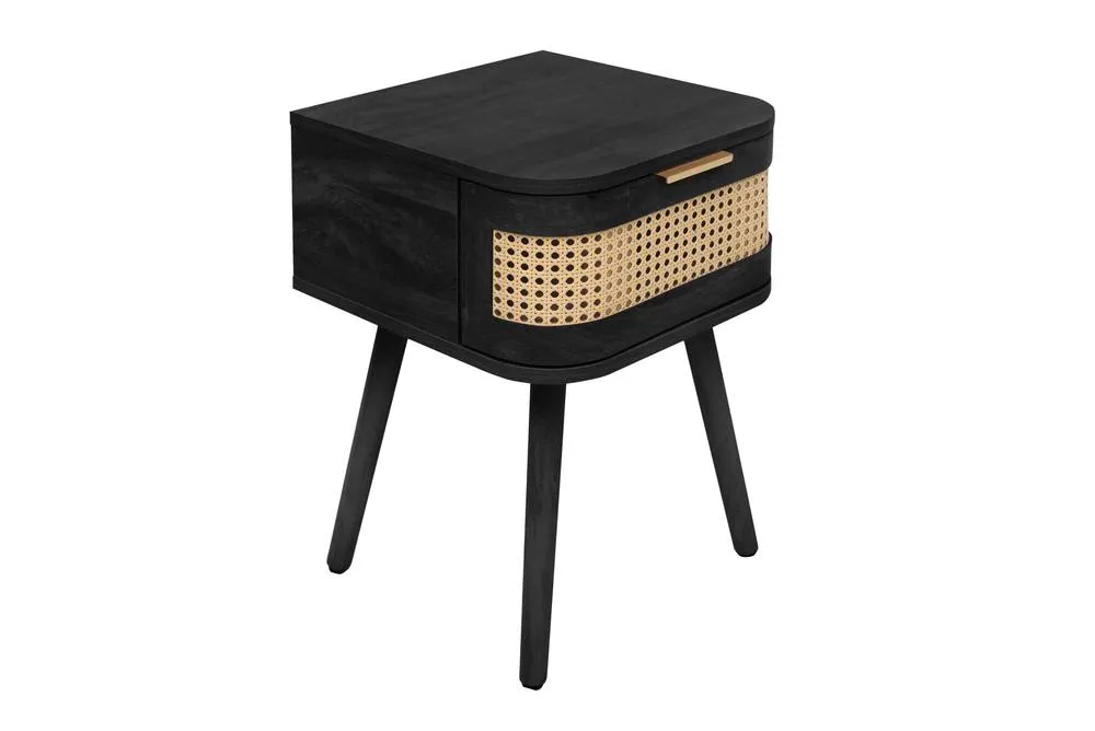 Birlea Pair of Rattan Bedside Cabinet 1 Drawer Black Sark Side Table 4