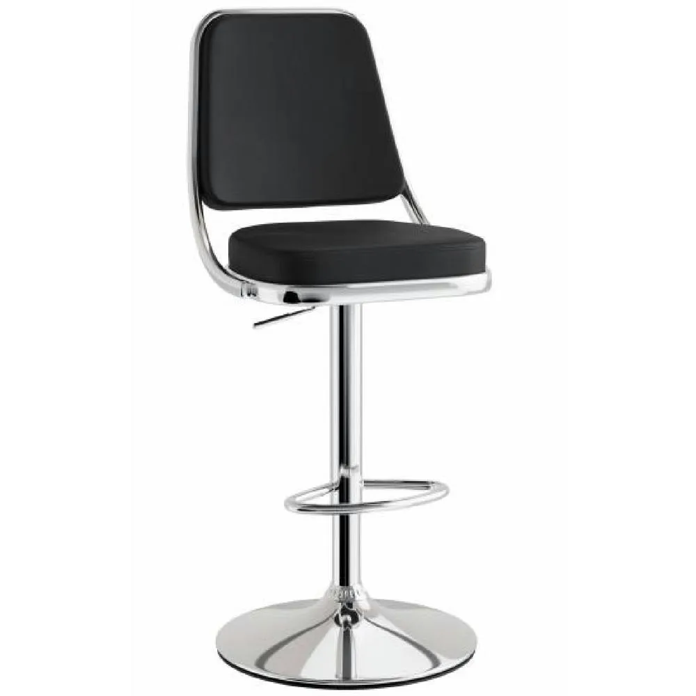 netfurniture Romano Kitchen Bar Stool Black Padded Seat & Back Height Adjustable 3