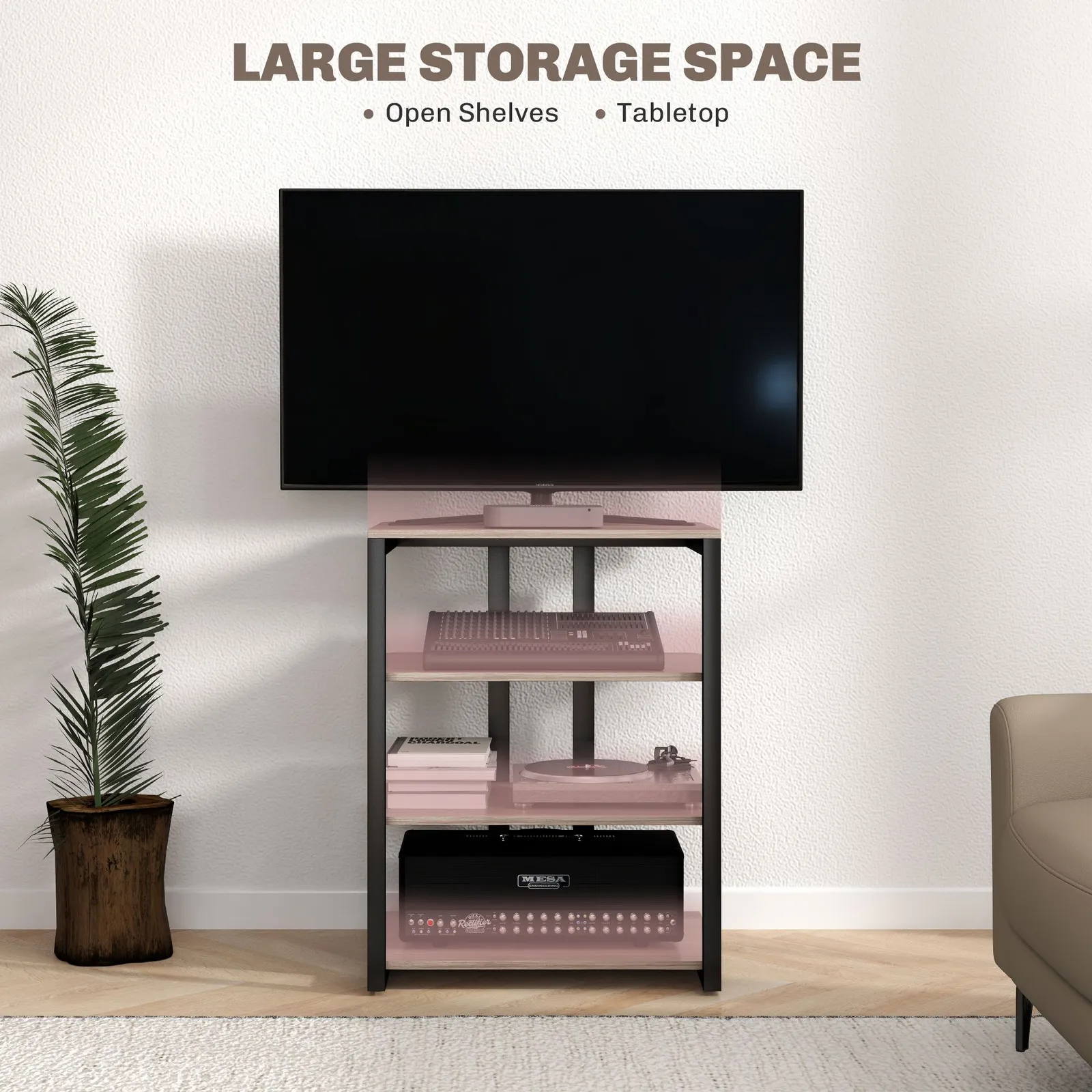 HOMCOM Corner TV Unit for 28" TVs with Shelves, Extension Lead Holder in Grey 4