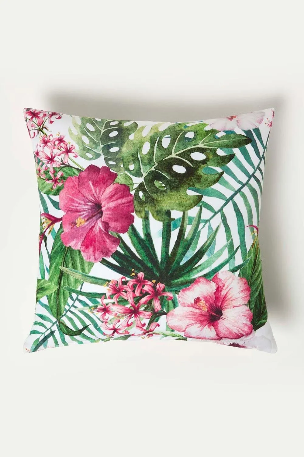 Homescapes Luxury Waterproof Botanical Flower Outdoor Cushion 45 x 45 cm, Set of 2 in Green 2