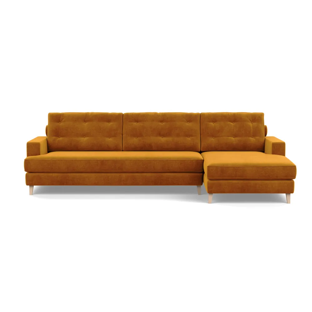Heal's Mistral Right Hand Facing Corner Sofa Smart Luxe Velvet Cognac Natural