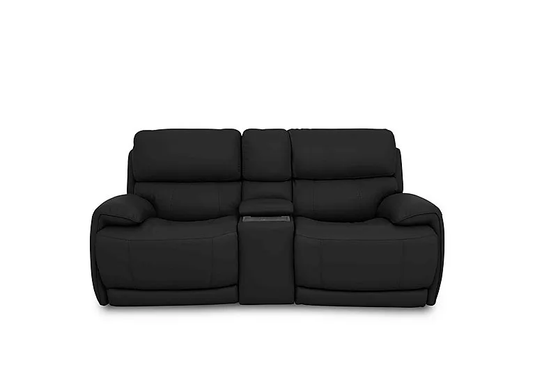Rocco 2 Seater Leather Power Rocker Sofa with Cup Holders and Headrests - Classic Black