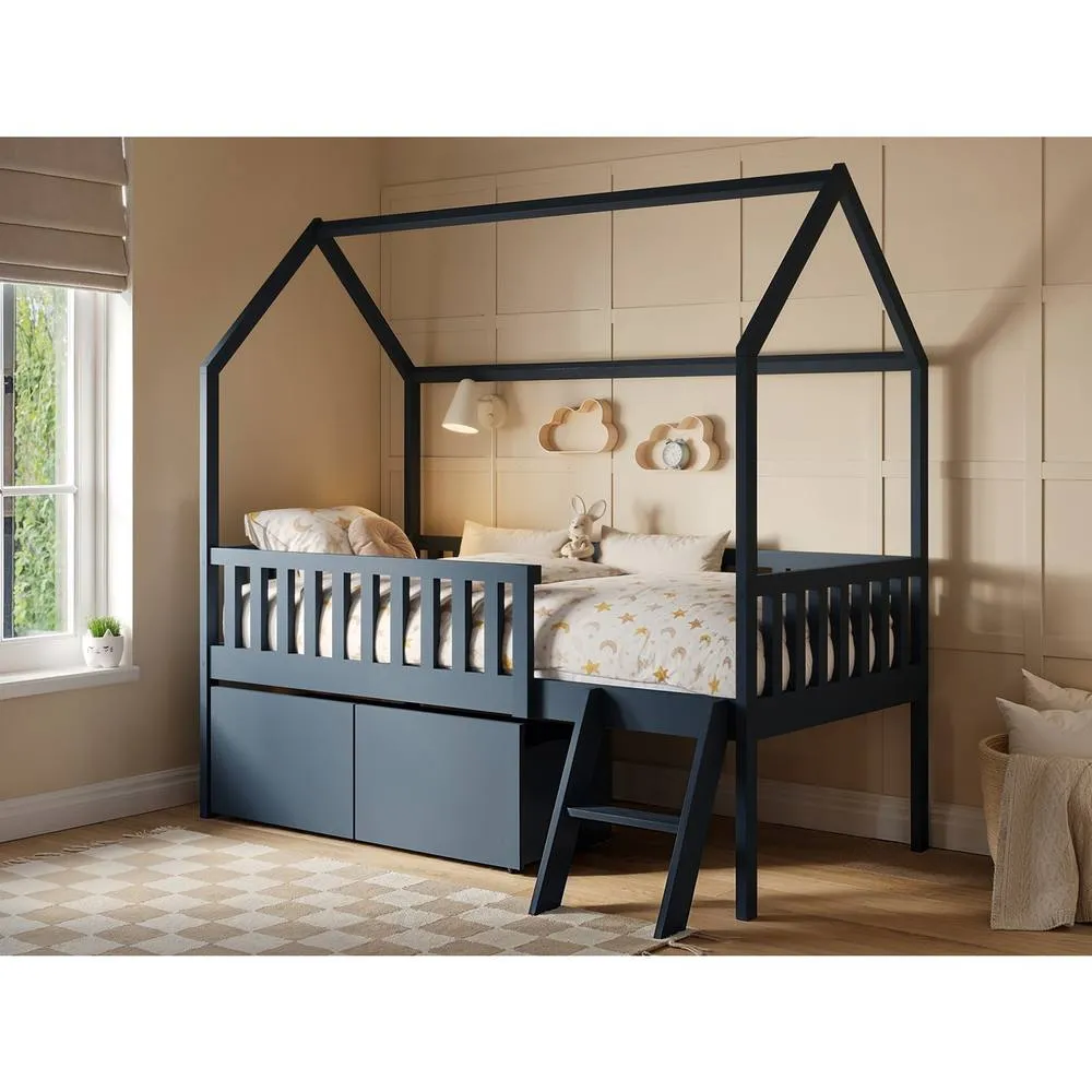 Flair Explorer Single Mid Sleeper Bed with Toy Box in Navy 2
