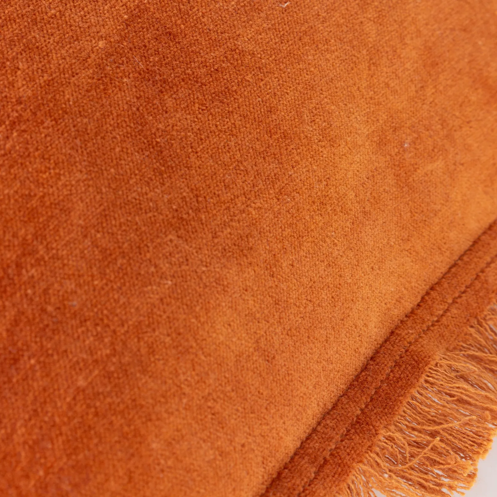 Yard Jaye 100% Cotton Velvet Fringed Cushion in Burnt Orange 5