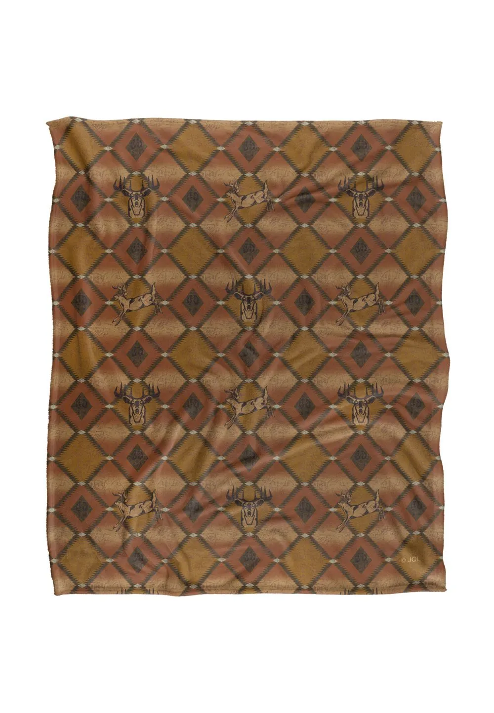 JQ Licensing Jl-Jp Deer Southwest Brown Hunting Pattern Silky Touch Super Soft Throw Blanket 152 X 127 cm in White
