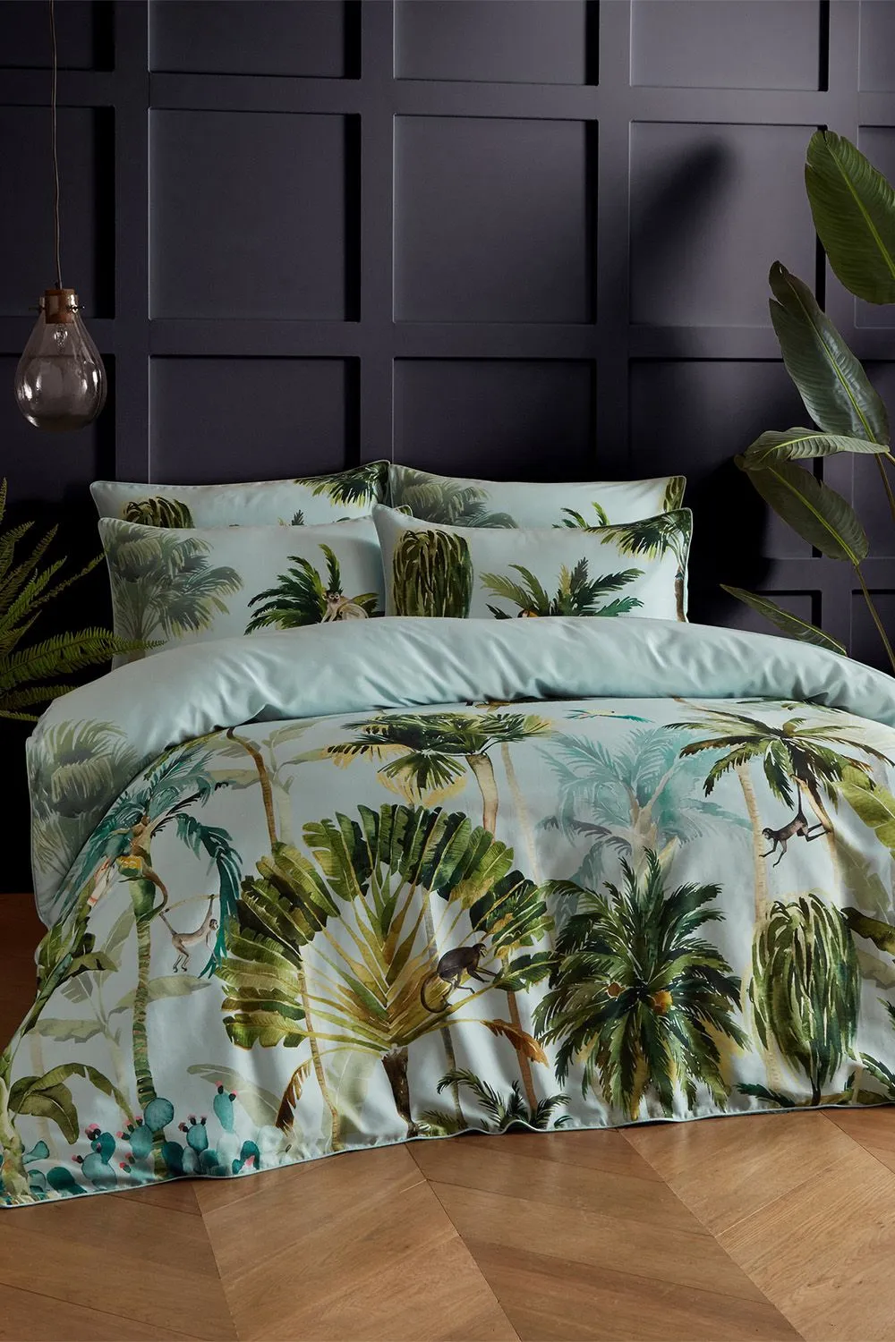 Paoletti Forsteriana Palms 100% Cotton Duvet Cover Set