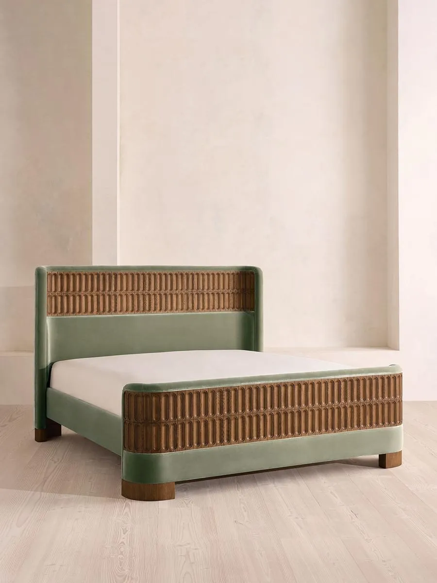 Devon Bed, Super King, Velvet, Seafoam