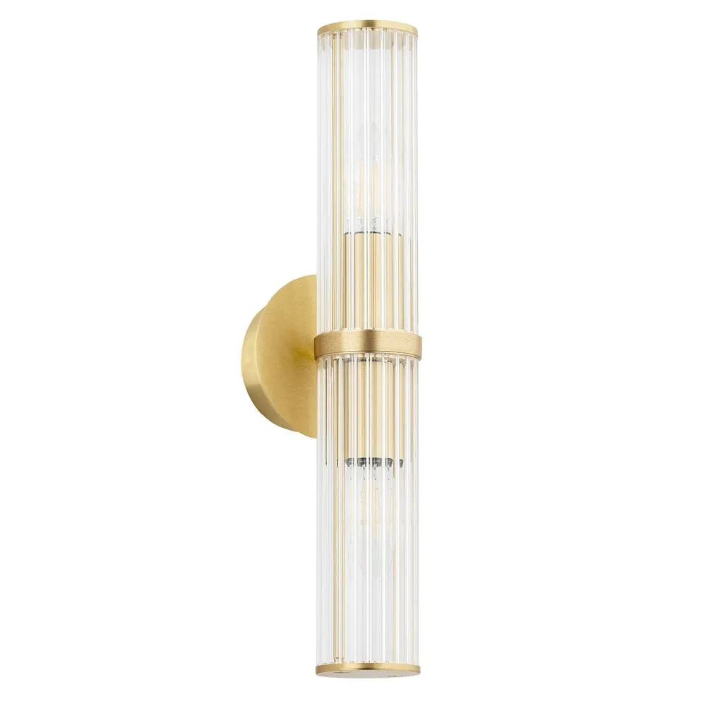Netlighting Hampton Up & Down Wall Lamp Transparent (Fluted) Brushed Brass in Yellow 2