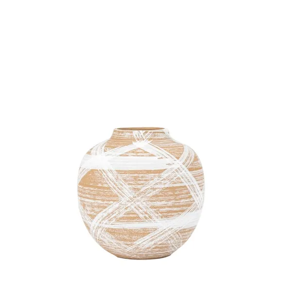 Gallery Direct Tarka Vase Small Reactive Brown/White, Brown 4