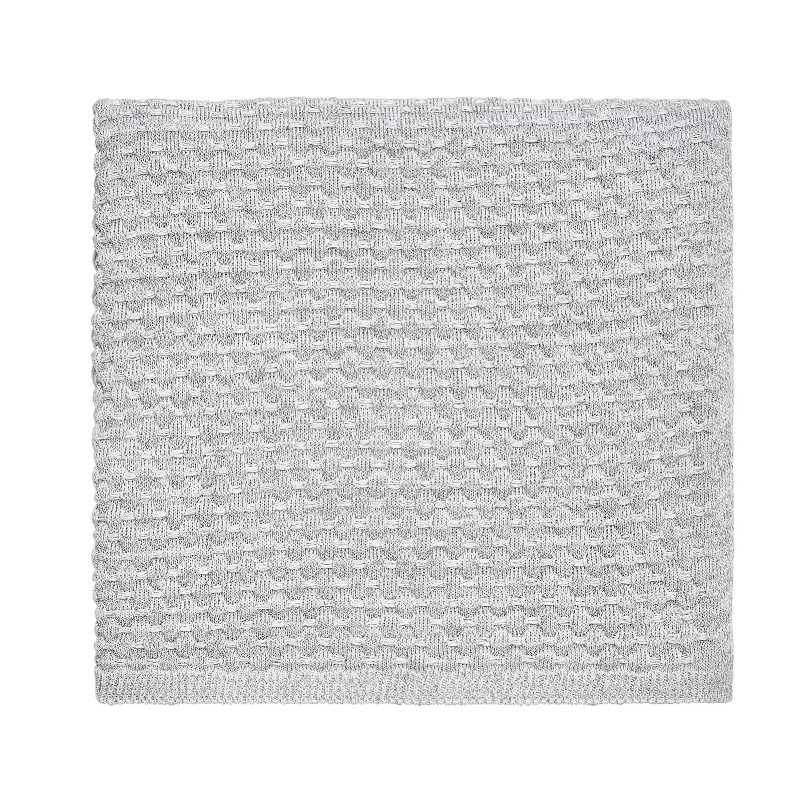 Peacock Blue Hotel Real Knit Throw - 130x150cm - White