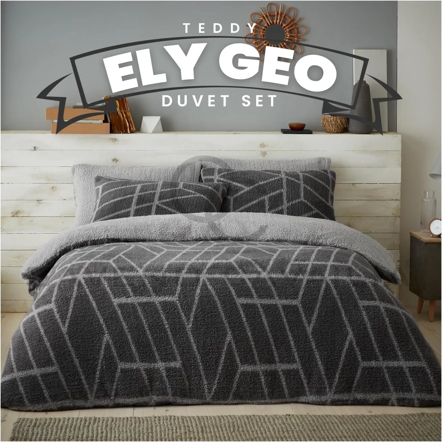 GAVENO CAVAILIA Ely Geo Printed Duvet Cover in Charcoal 6