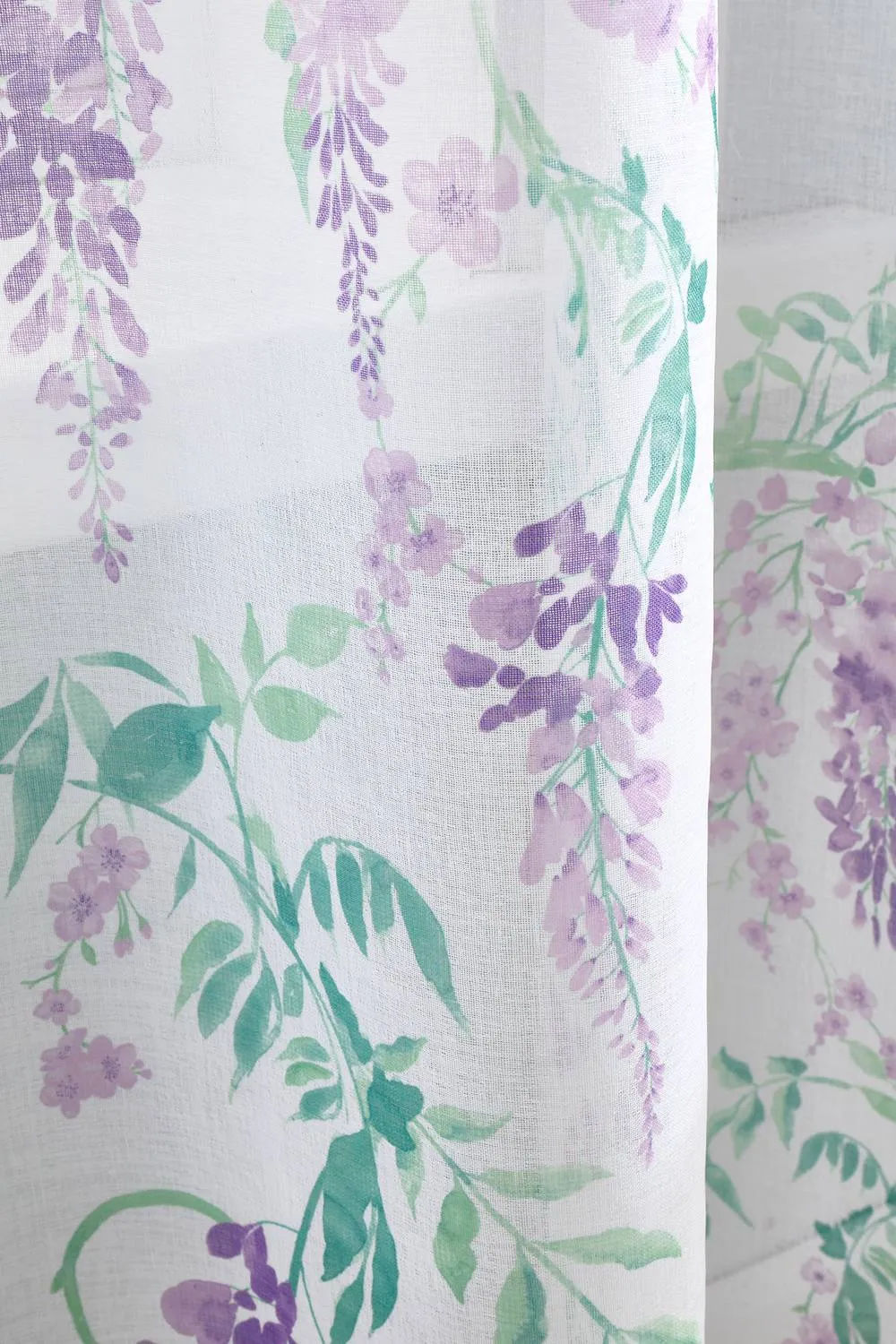 Dreams & Drapes 'Wisteria' Hand Painted Wisteria Print Voile Panel in Lilac 3