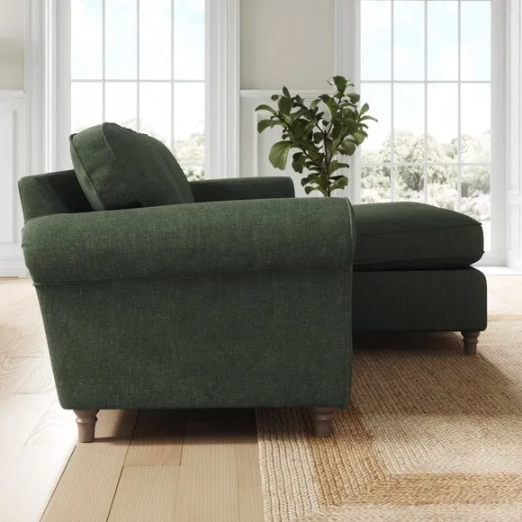 Flori Tonal Plush Chenille Corner Chaise Sofa 2