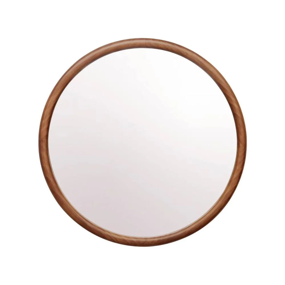 sweeek 60cm round pine wooden mirror in Dark Brown 4