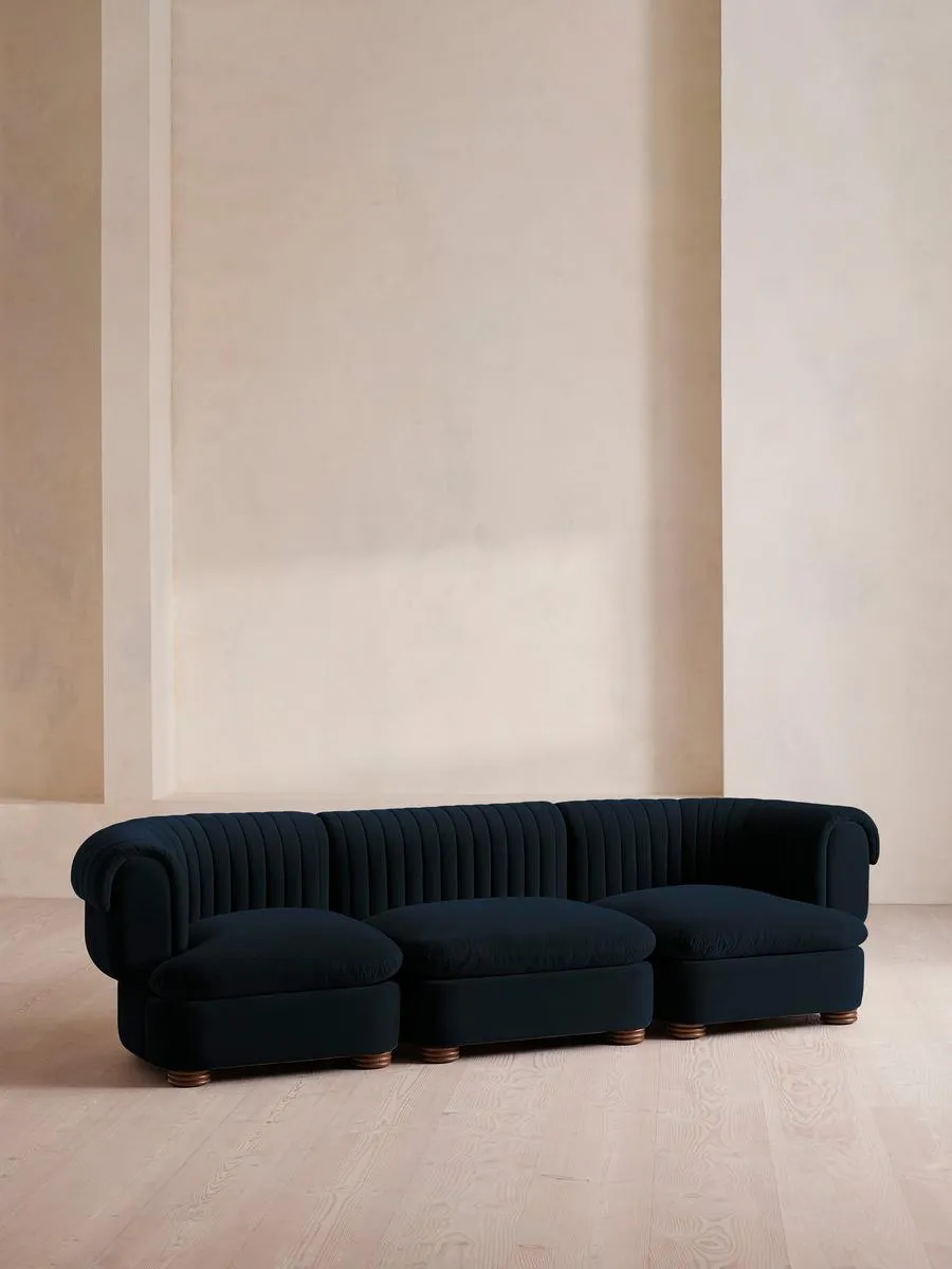 Rava Modular Sofa, Four Seater, Velvet, Royal Blue
