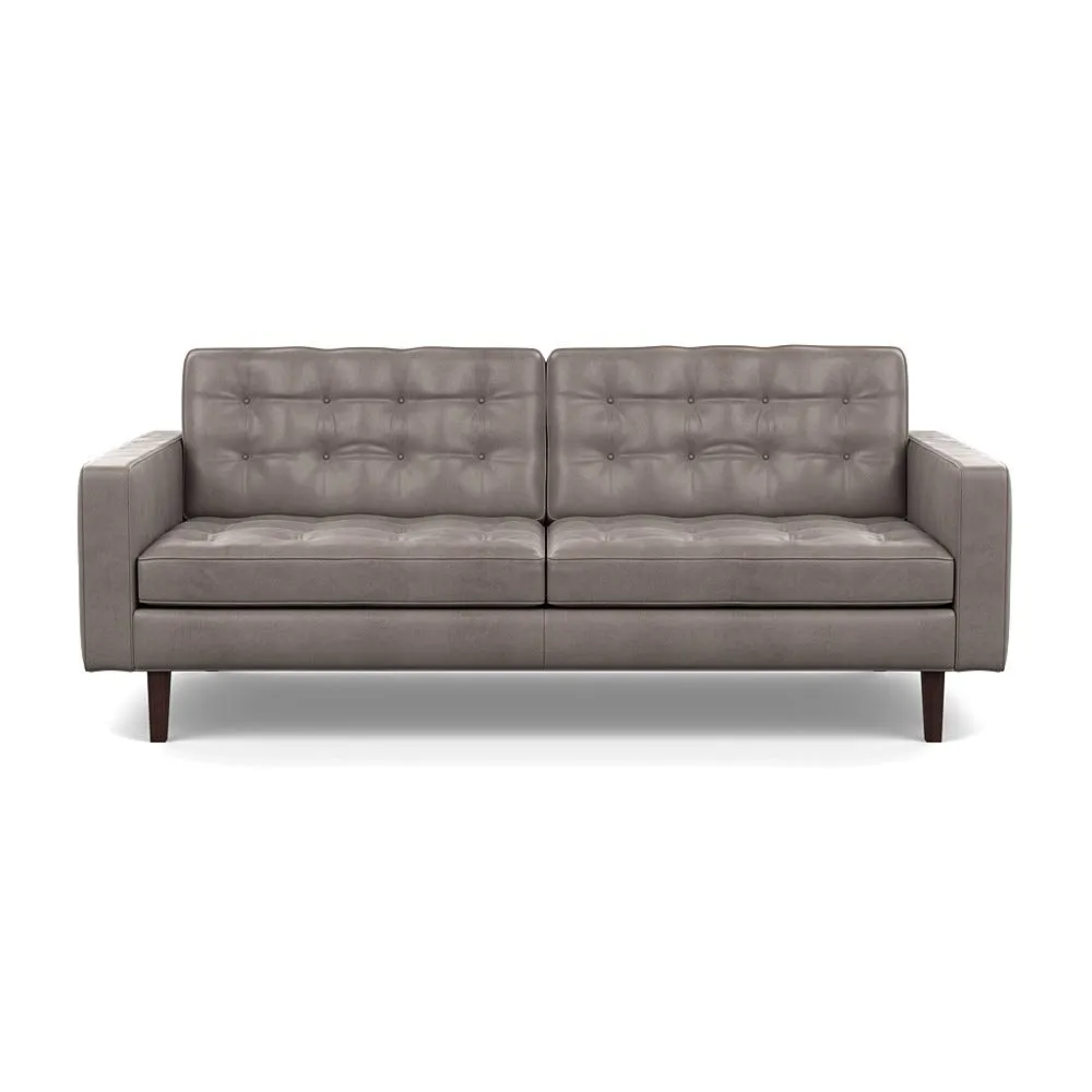 Heal's Hepburn 3 Seater Daino Leather Elephant Grey Wenge Feet 1