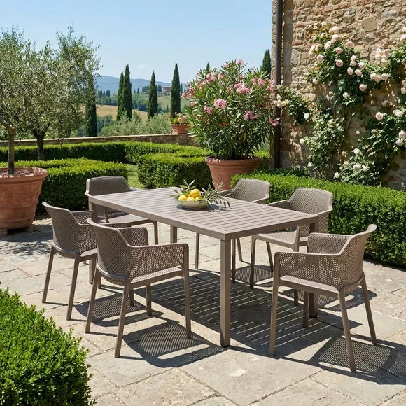 Turtle Dove Cube Dining Table with 6 Net Chair Set
