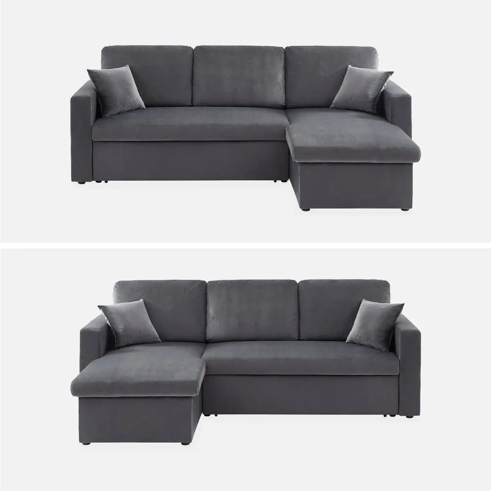 sweeek 3-seater Reversible Corner Sofa Bed With Storage in Dark Grey 2