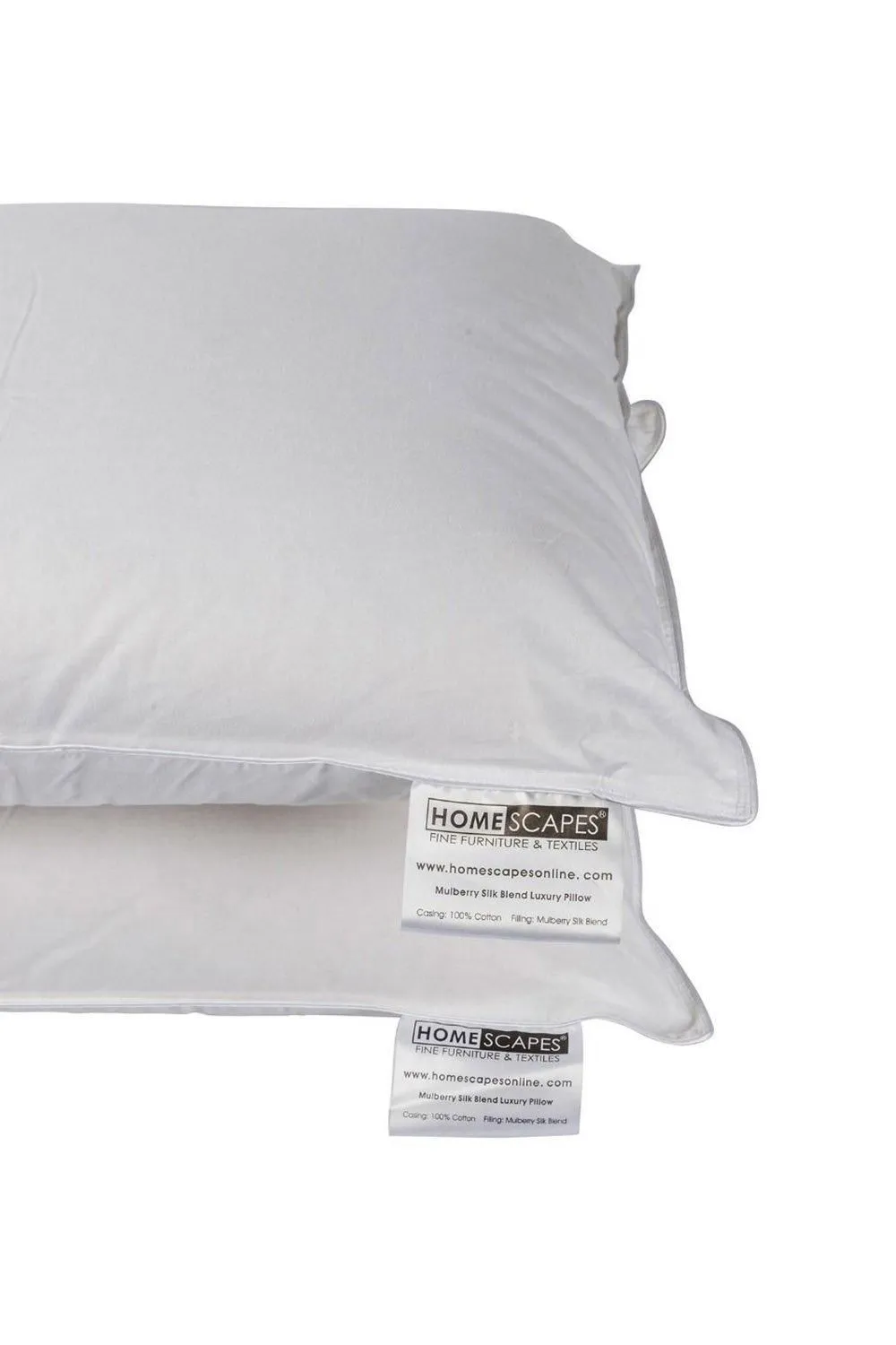 Homescapes Pure Mulberry Silk Blend Pillow Pair with 100% Cotton Casing in White 5