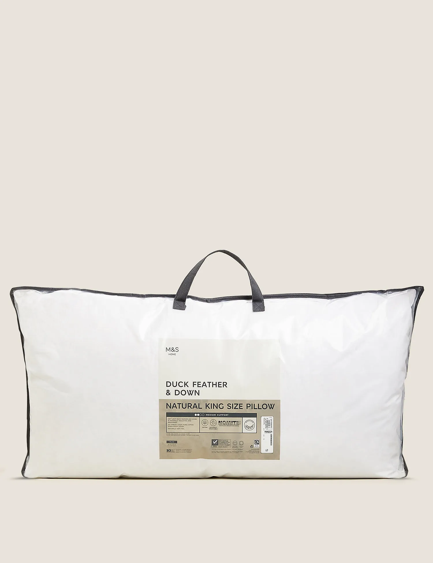 M&S Duck Feather & Down Medium King Size Pillow