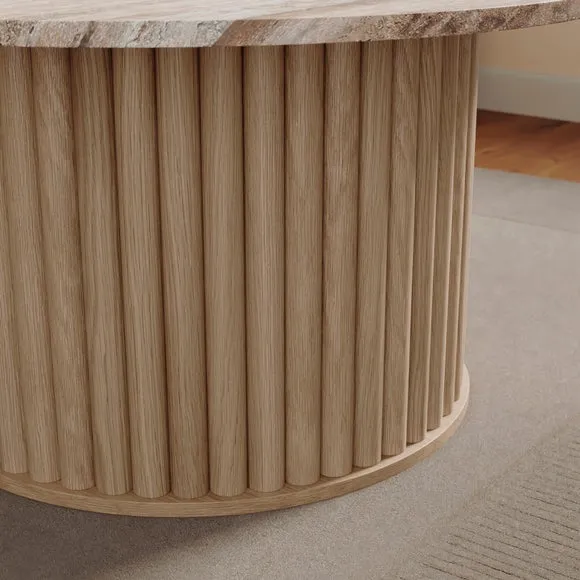 Lucin Travertine Effect Round Coffee Table 3