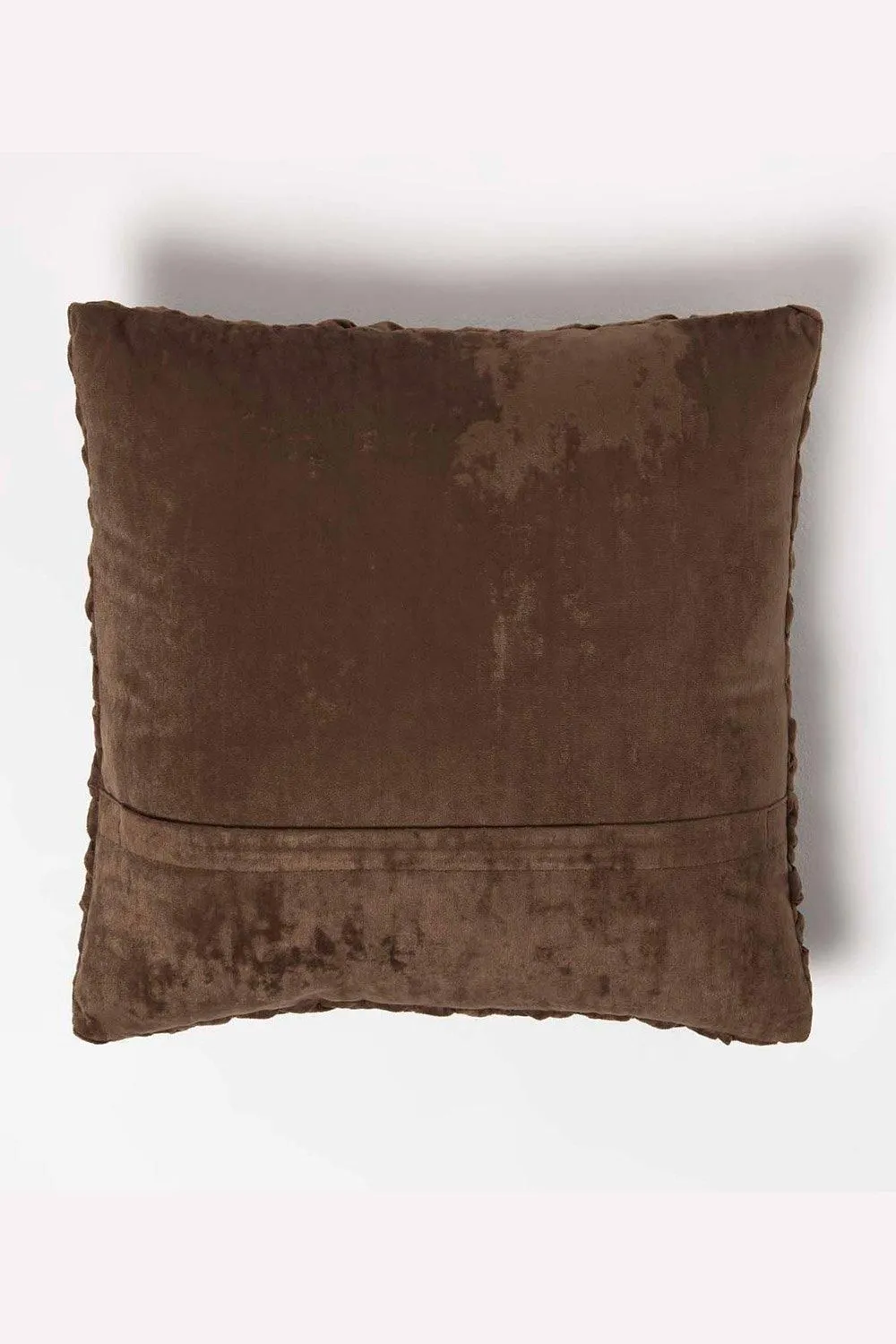 Homescapes Sofia Pleated Velvet Cushion in Brown 3