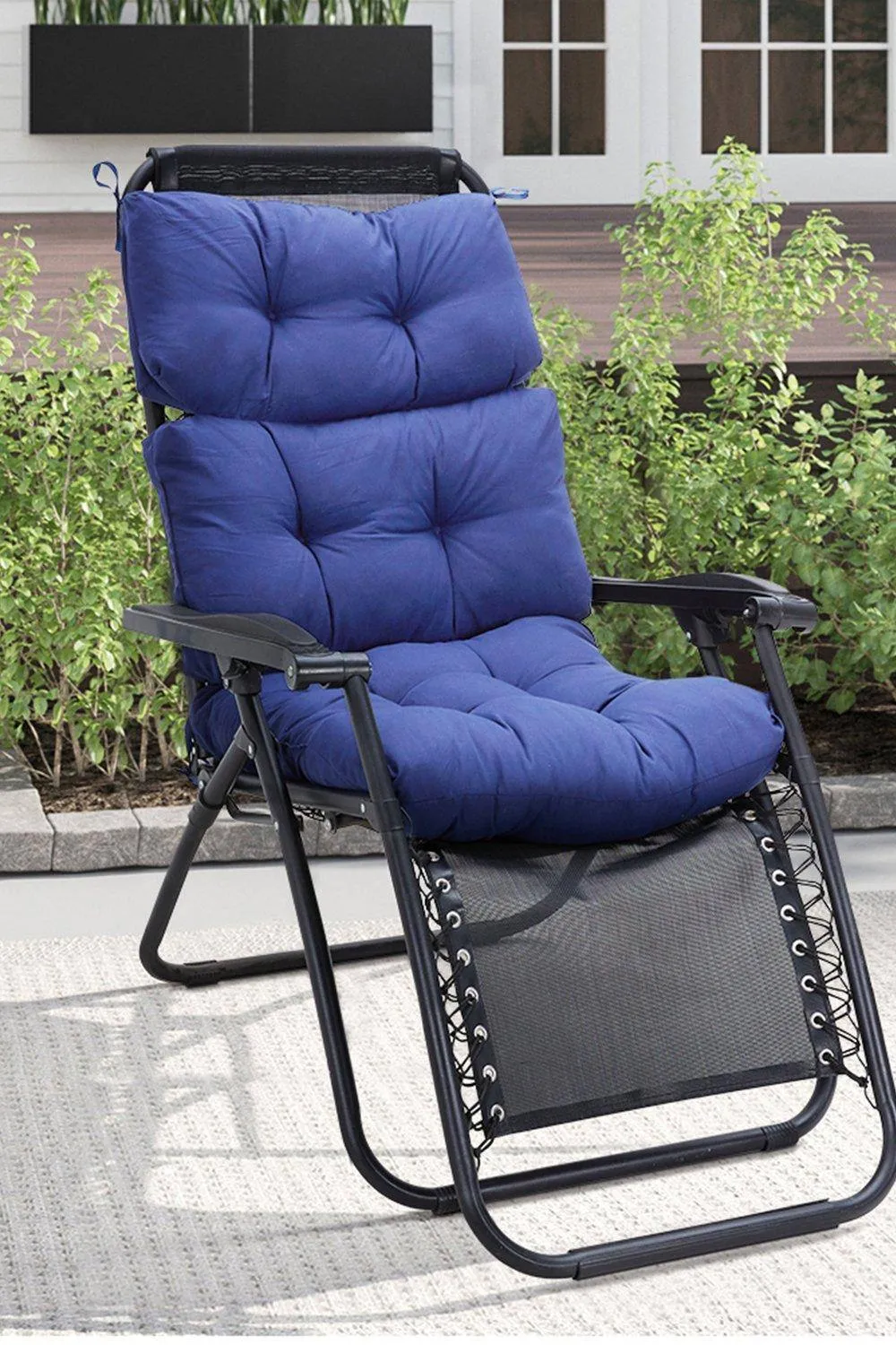 H&O Direct 110cm W x 55cm D Outdoor Tri-Fold Recliner Cushion in Navy