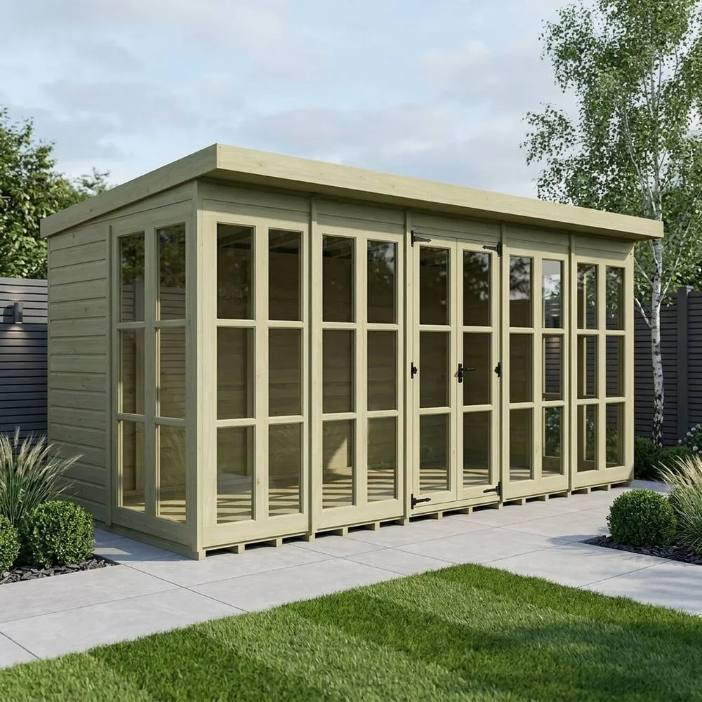 Buttercup Farm 20ft x 7ft Georgian Pent Summer House - Pressure Treated Timber in Brown 2