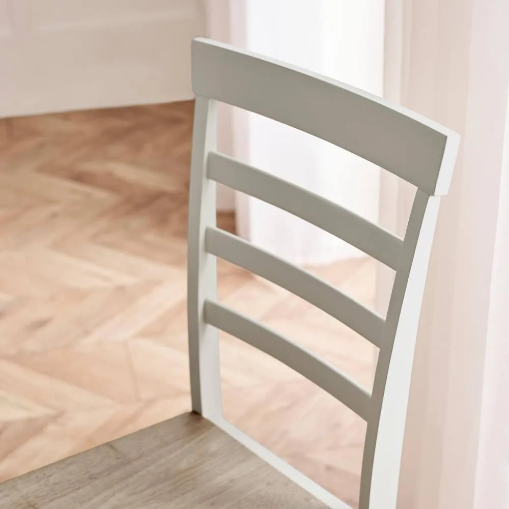 FurnitureboxUK 2x Whitby Whitewashed & Grey Solid Wood Dining Chairs in White 5
