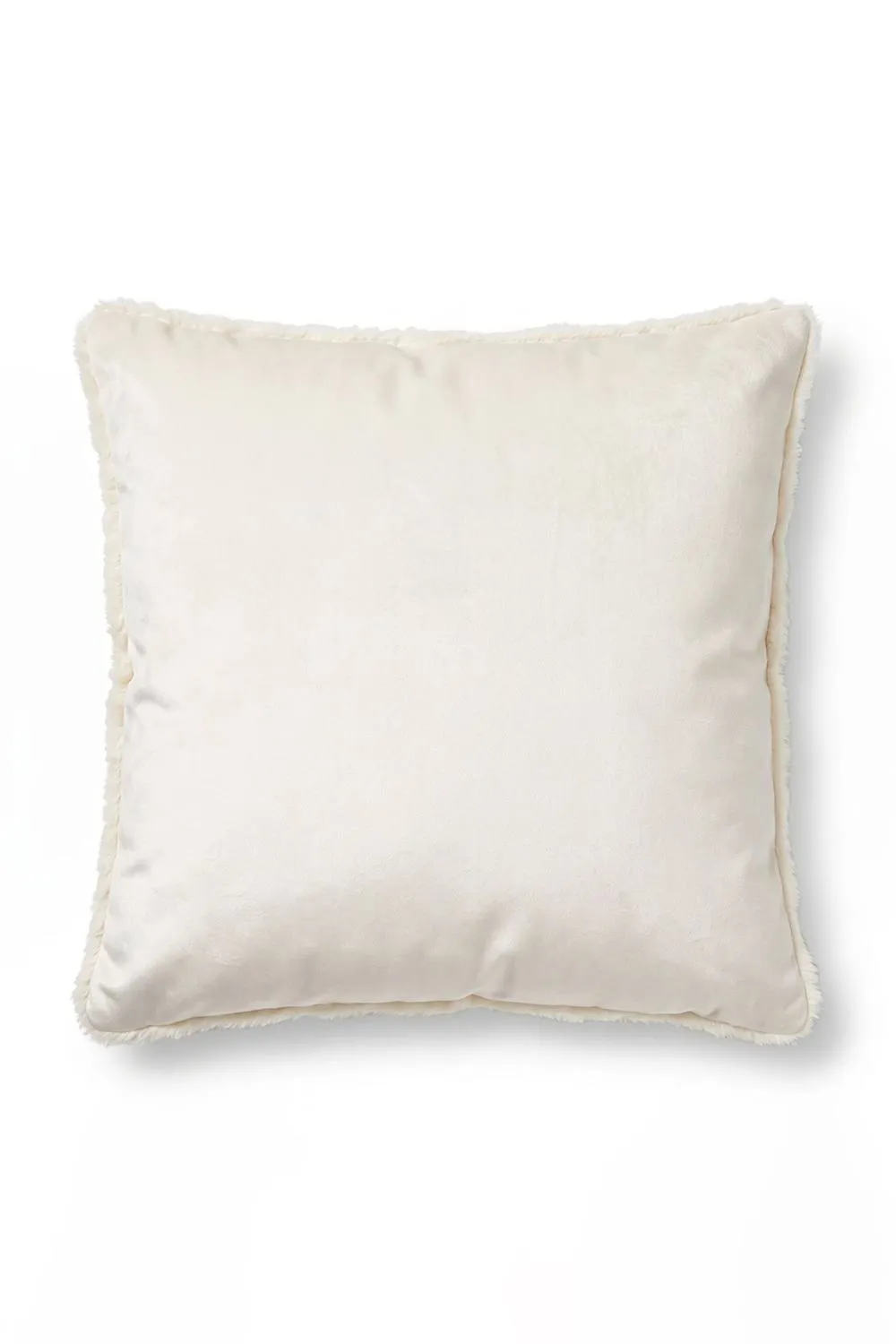 Homescapes Faux Fur Embossed Botanical Leaves Cushion with Cover in Beige 4