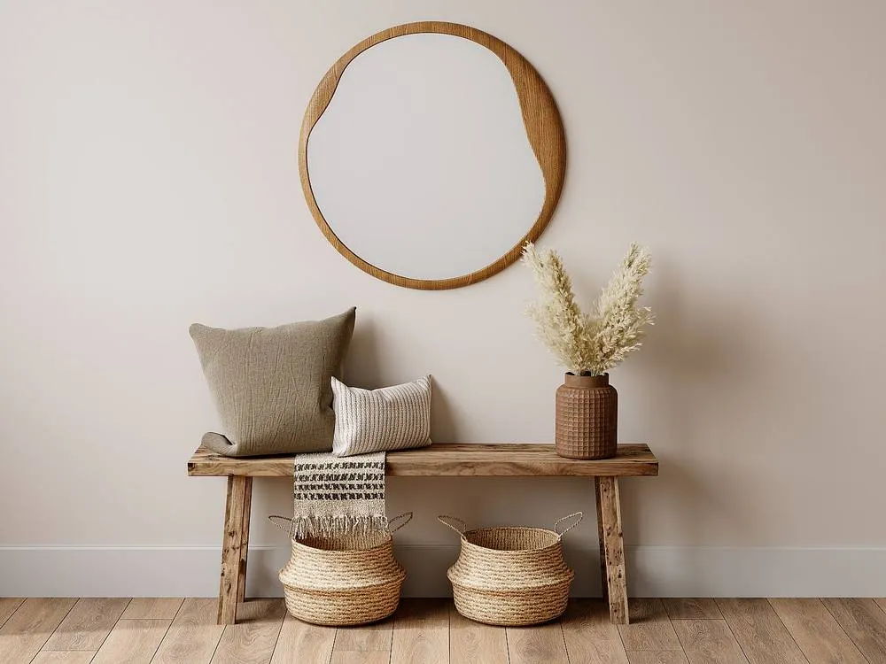 Vente-unique Round Hevea Wood Mirror - D. 60 Cm - Natural - FUJIAN in Light Oak
