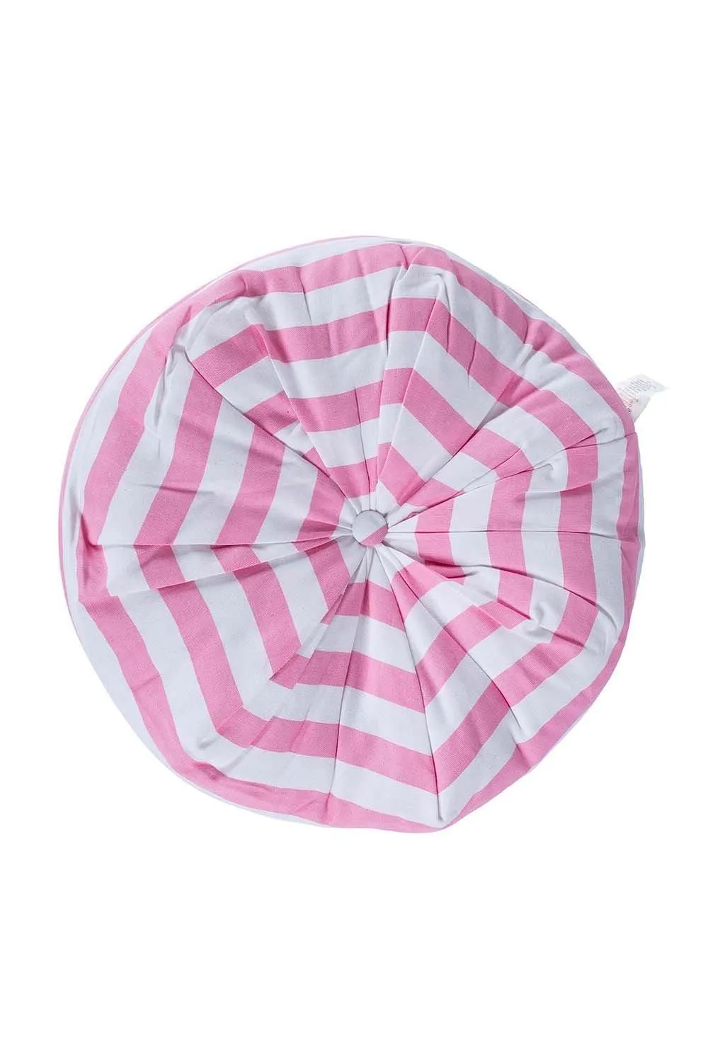 Homescapes Stripe Pleated Round Floor Cushion in Pink 1