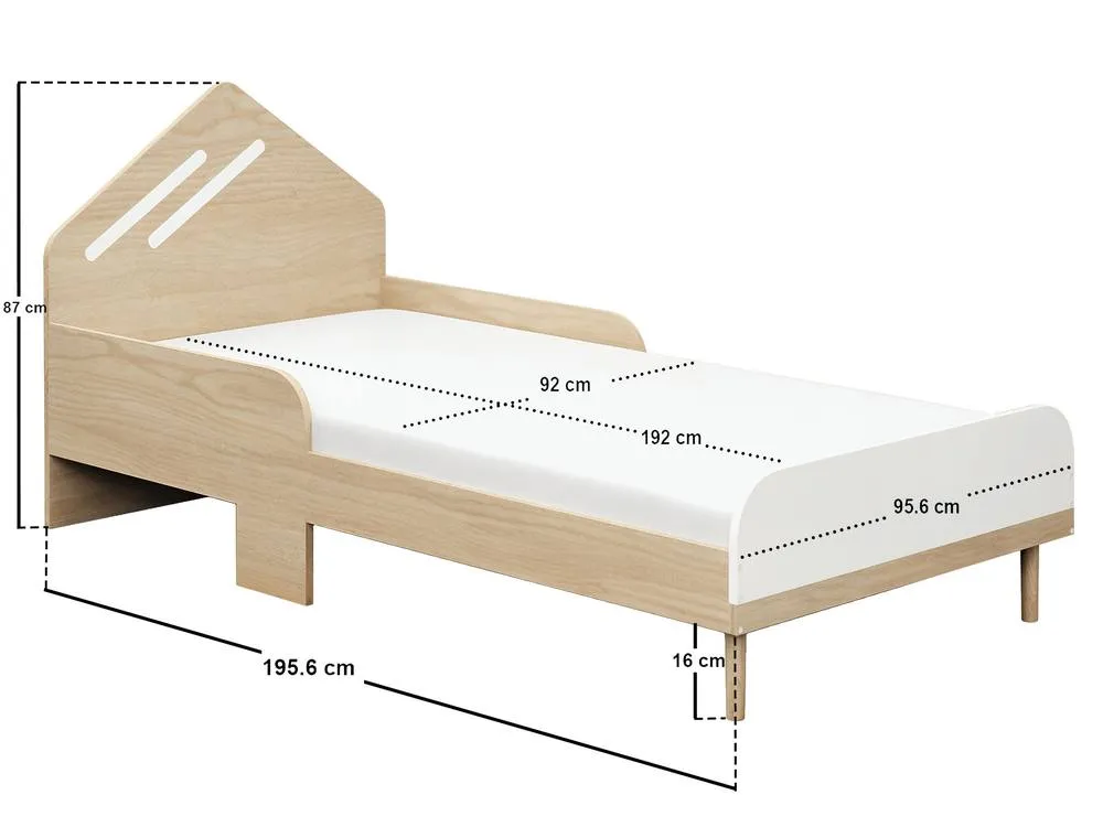 Flair Noah Single Bed Oak in White 6