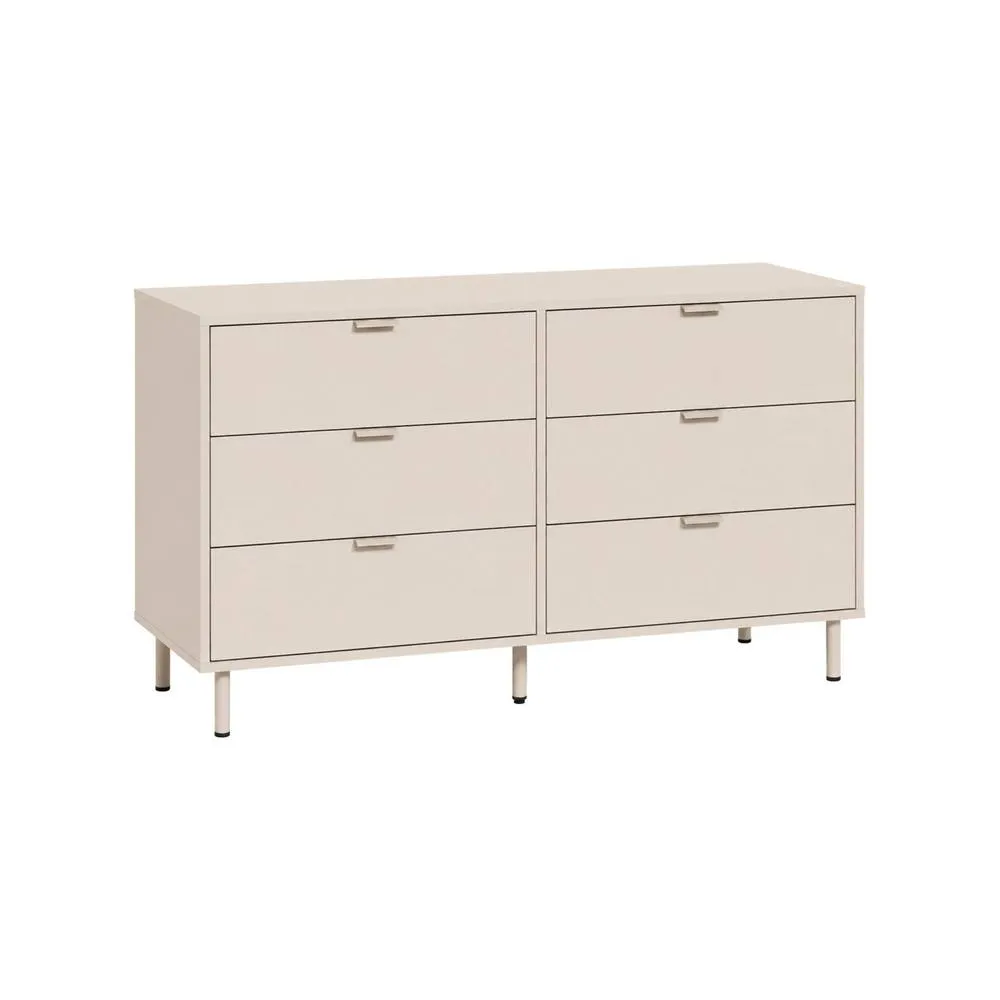 sweeek Chest of 6 drawers wood decor & metal in Beige 2