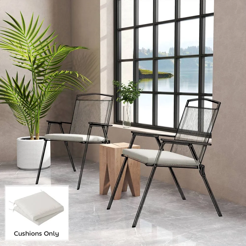 OUTSUNNY 2Pcs Garden Chair Cushions, Waterproof Seat Pads in Cream