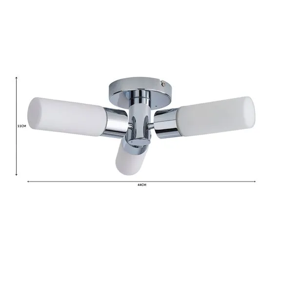 Porto 3 Light Chrome Bathroom Flush Ceiling Light 6