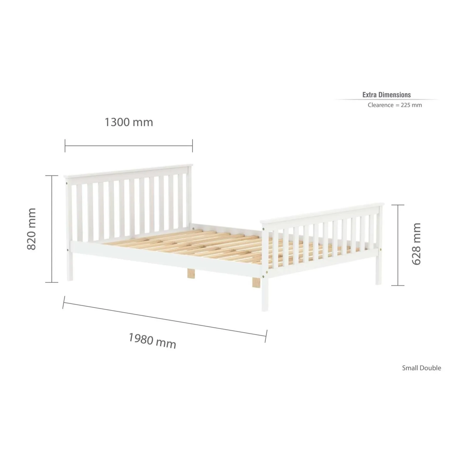 Birlea Small Double Bed Frame & Mattress White Wood Sleepsoul Cambridge 4FT 5