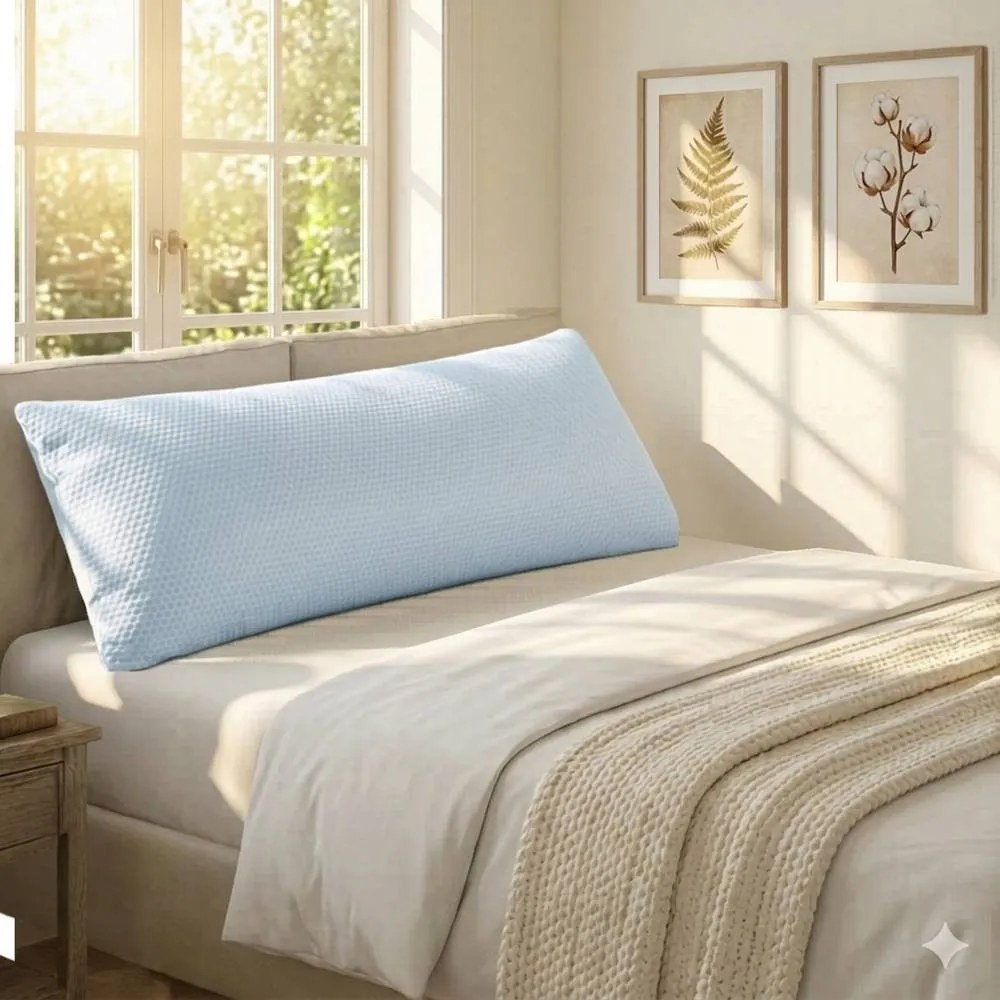 Lavio Long Bolster Pillow Memory Foam Pregnancy Nursing Support in White
